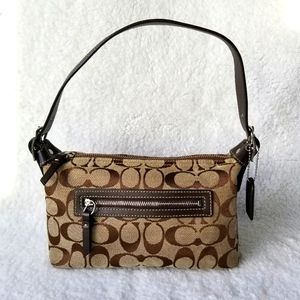Coach Signature Tan Brown Canvas Small Handbag